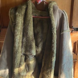 REVERSE oversized long coat faux fake fur coat